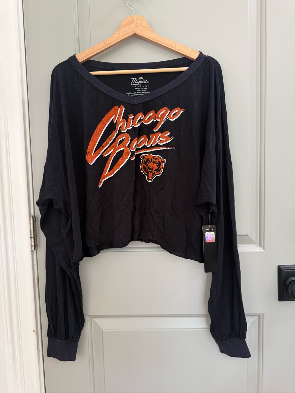 NWT Chicago Bears Blue Caleb Williams Cropped Long-Sleeve